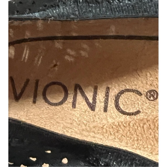 Vionic Robyn Black Leather Laser Cut Ballet Slippers Size 6.5M - Picture 11 of 14